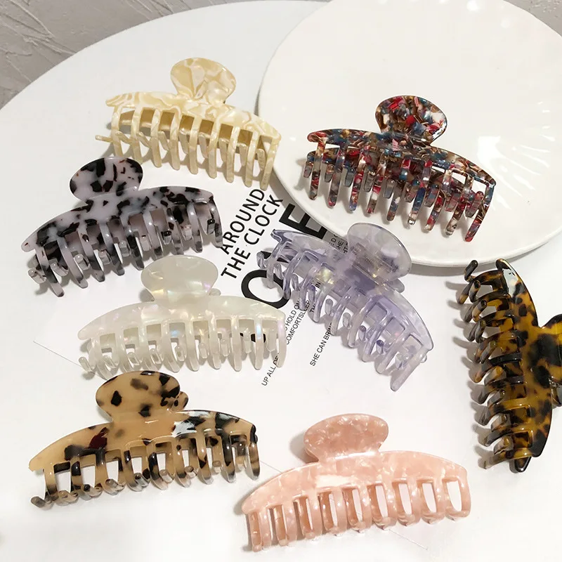 AccMax Acetate Hair Claw Clip Ins Medium Large Size Clamps Tortoise Shell Rectangle Geometric Big Grab Women Hair Accessories