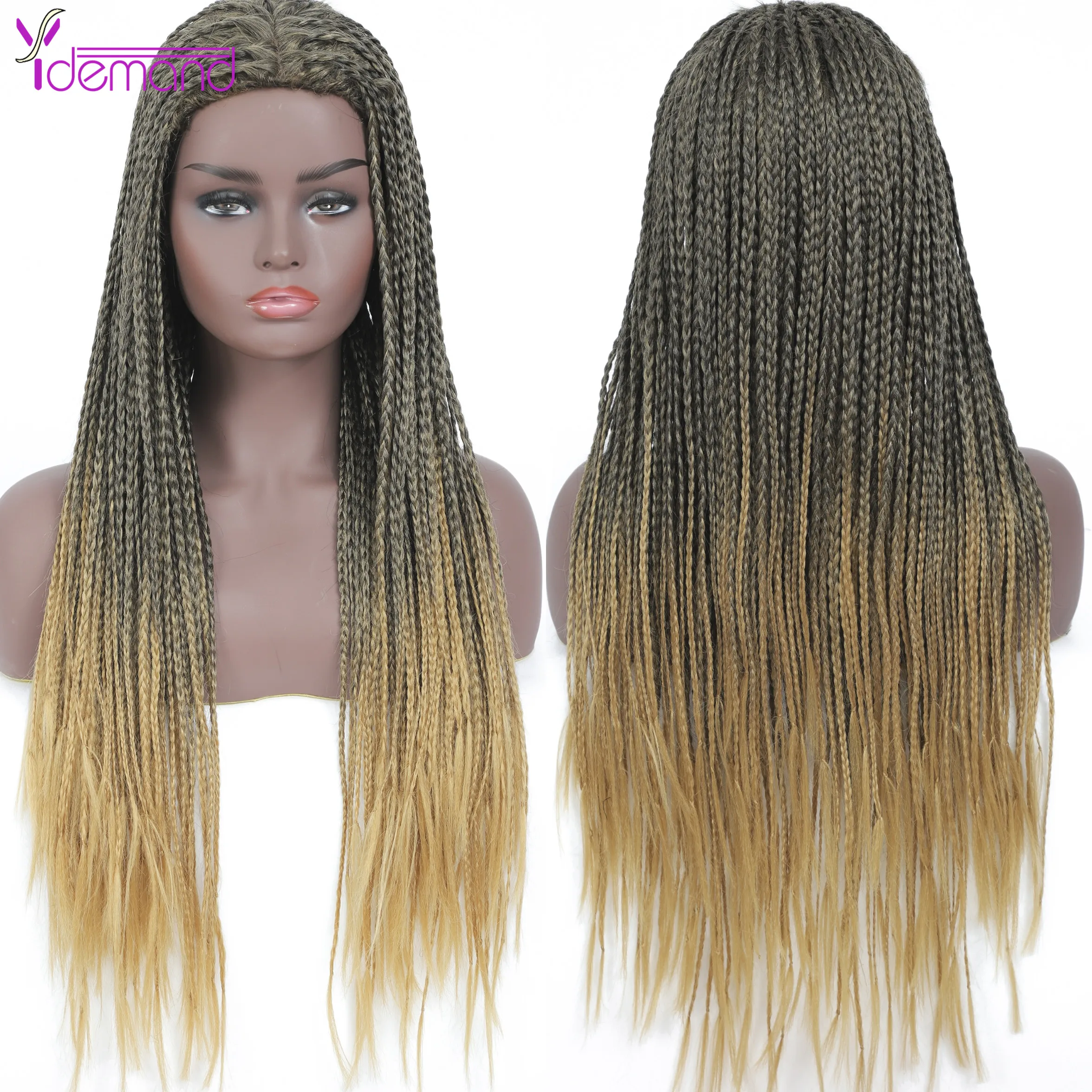 

Y Demand Wigs Braids With Box Long T1B/27# & Headband Braids Synthetic Wigs for Women Heat Resistant Cosplay Wig Two Tone Braid