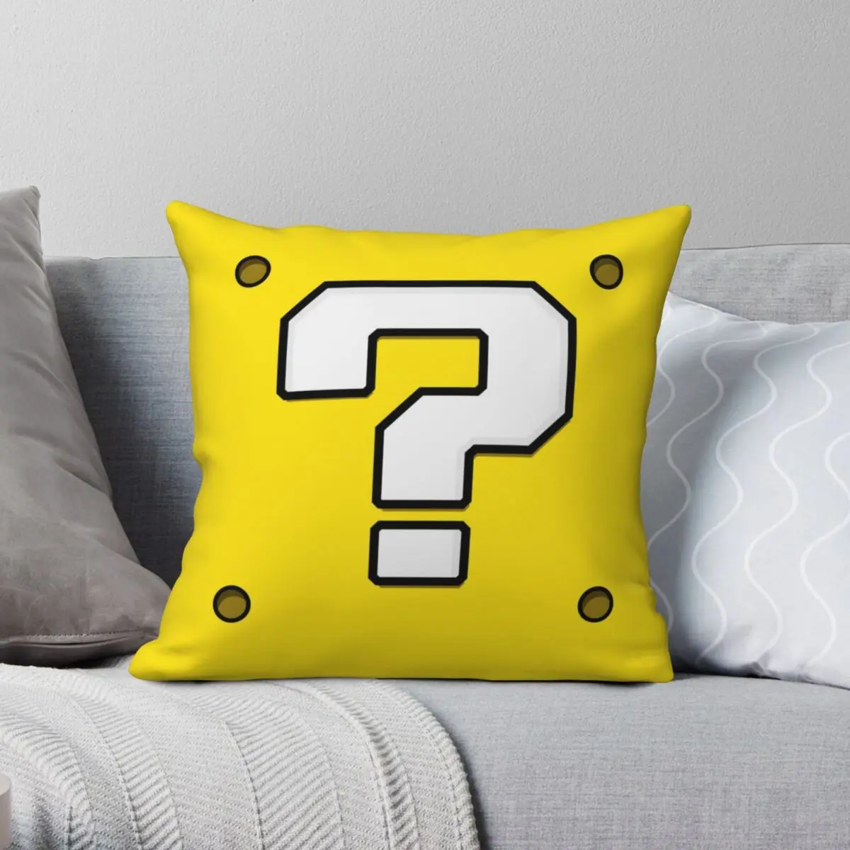 Question Block Square Pillowcase Polyester Linen Velvet Printed Zip Decorative Throw Pillow Case Home Cushion Case