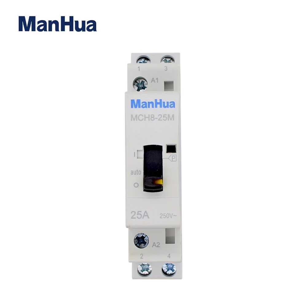 ManHua MCH8-25M 2P 25A 220V/230V 50/60HZ Din rail Household ac Modular contactor with Manual Control Switch