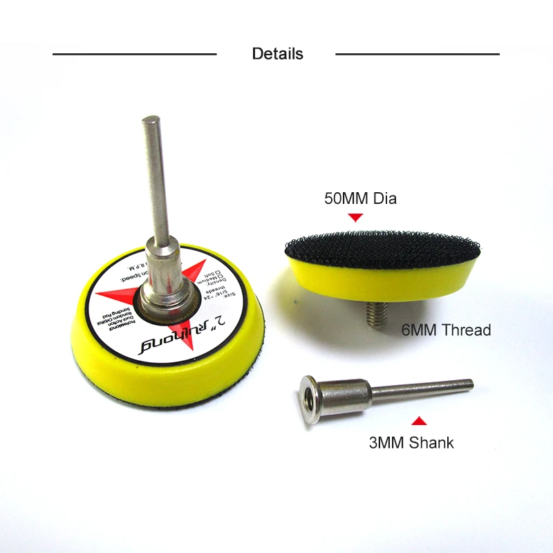 방수 사포 샌딩 디스크 후크 및 루프, 2 인치 50mm, 1 개, 2 인치 샌딩 패드, 3mm 생크, 1 개, 2 인치 소프트 인터페이스 패드, 60 개