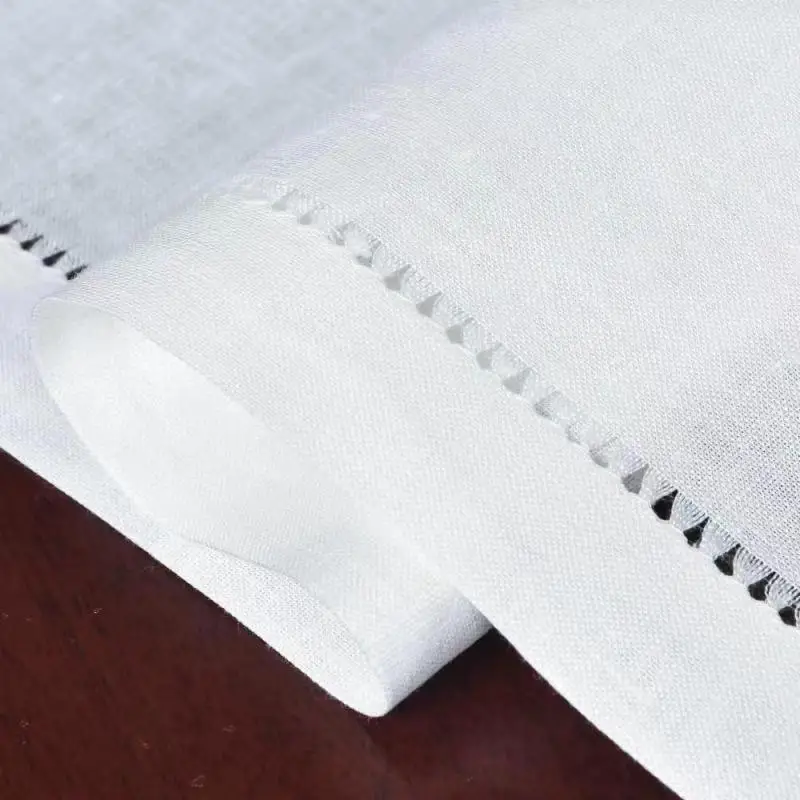 2pcs Hemstitched Napkins/Placemat,100% Linen, Handmade, White/Off White,  banquets/Hotel/Cafe