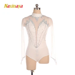 Figure Skating Competition Training Leotards Dance Bodysuit Artistic Gymnastics Performance Adult Girls in White Clothes