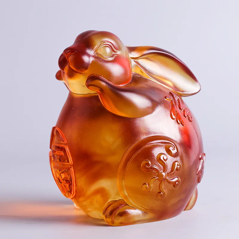 Colored glaze rich rabbit ornaments crafts 12 Chinese Zodiac Signs birthday present