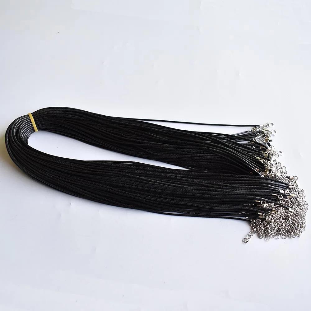 

Fast Ship Wholesale 2mm Black Wax Leather Cord Necklace Rope 60cm Chain Lobster Clasp DIY Jewelry Accessories 100pcs/lot