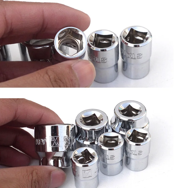 Stanley 1-Pcs 6PT 3/8 Square Drive Sockets Inch Sizes 1/4 5/16 3/8 7/16 1/2 9/16 5/8 3/4 to 13/16 Ratchet Socket Repair Tools