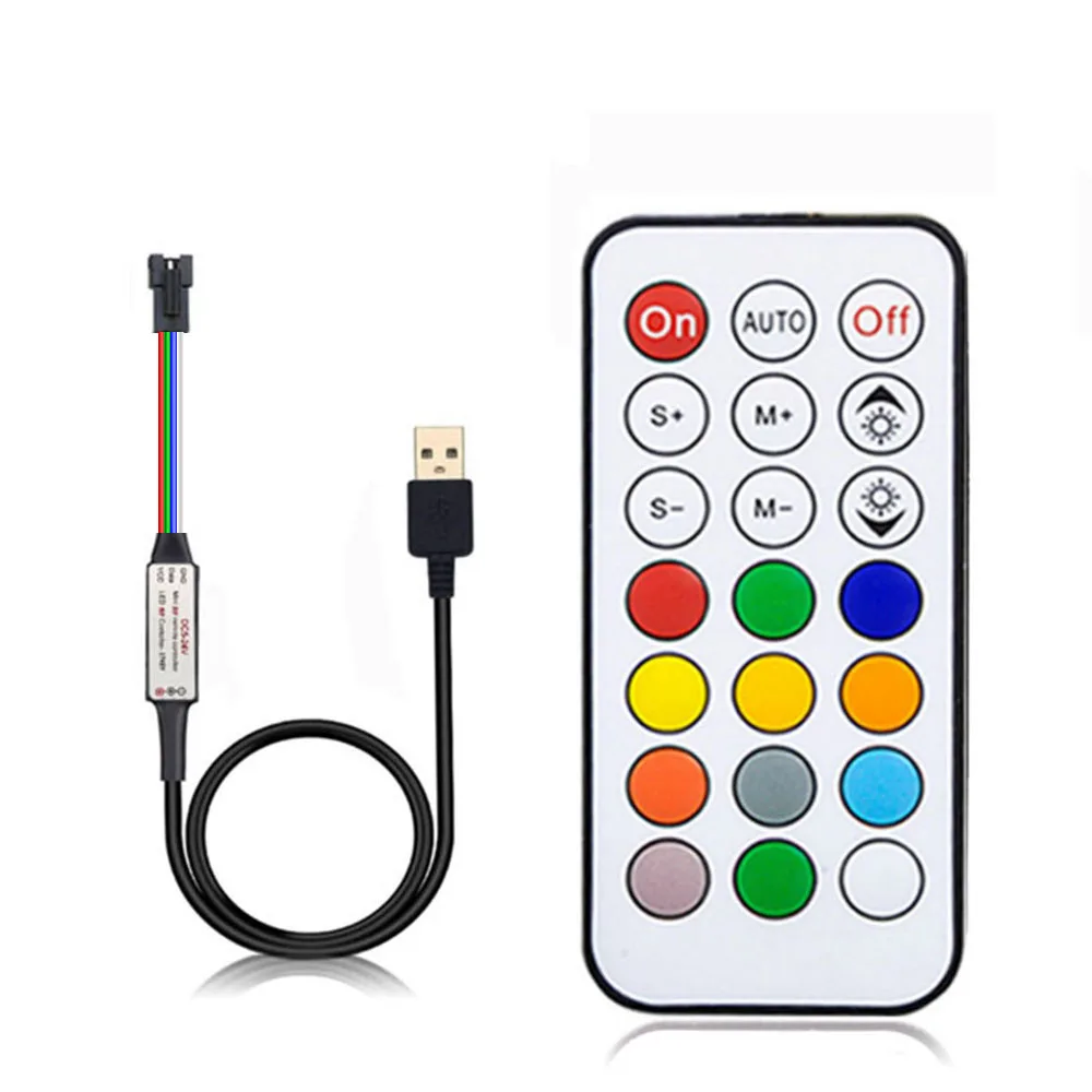 Imagem -05 - Controle para Luz de Led Usb dc rf 14 17 21 Teclas com Controle Remoto