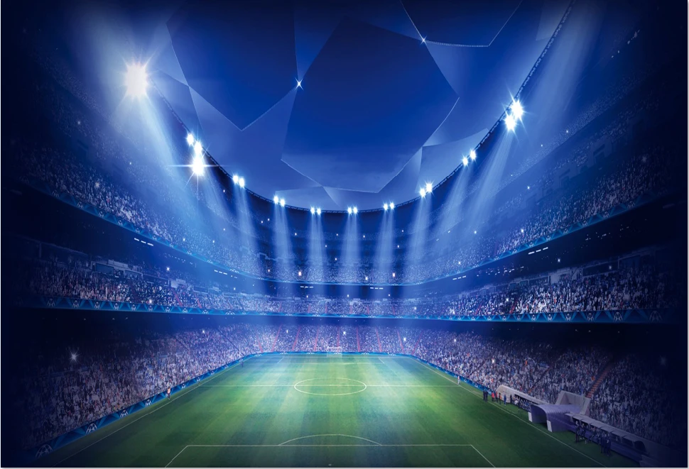 

7x5FT Beautiful Blue Sky White Spotlight Stadium Soccer Football Custom Photo Studio Backdrops Backgrounds Vinyl 220cm X 150cm