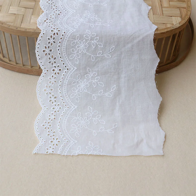 2YARD White cotton lace hand wide material curtain cotton cloth DIY lace accessories 20cm wide