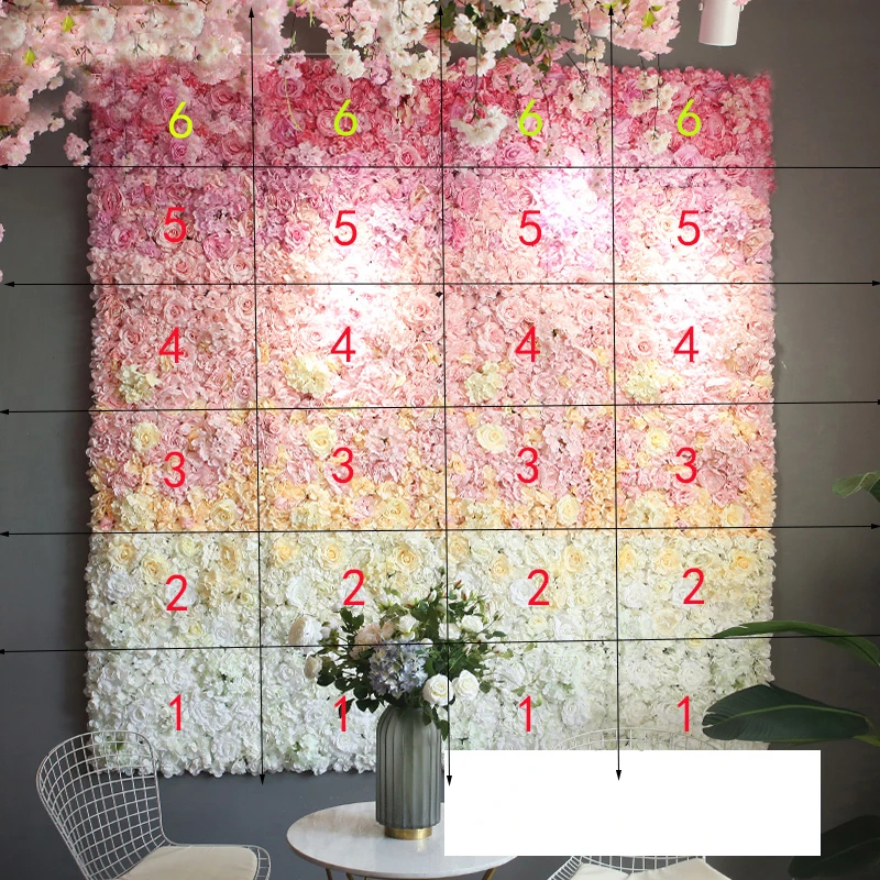 40X60cm 3D Wedding Flower Wall Gradual Change Artificial Hydrangea Peony Rose Flower Stage Decoration Backdrop Panels Arch Decor