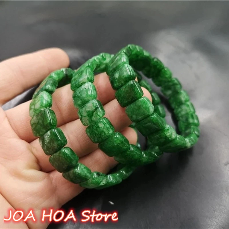 Natural Green Hand Carved Jade Fashion Boutique Jewelry Emerald Bracelet