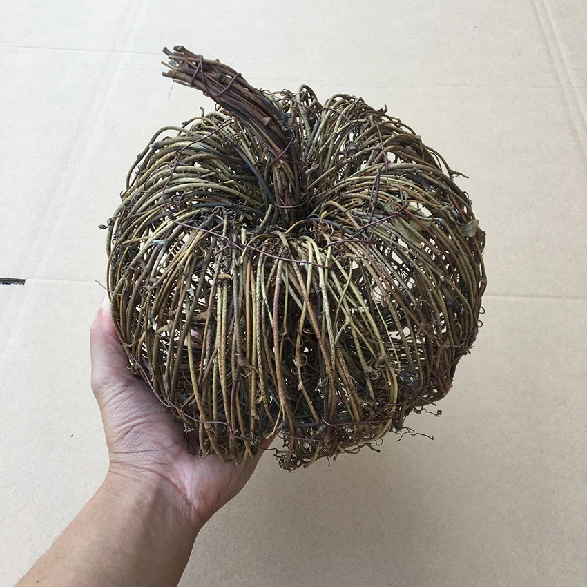 Harvest Season Rattan Pumpkin Decoration Ornaments 15cm 20cm 25cm Handmade Pumpkin Autumn Christmas Home Decoration