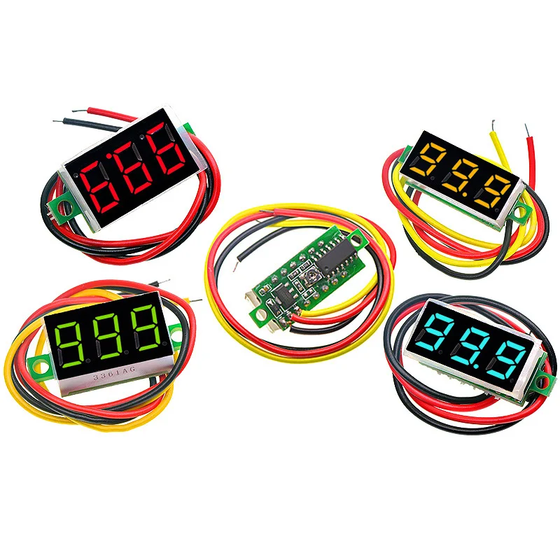0.28นิ้ว DC 0-100V 3สาย Mini โวลต์มิเตอร์จอแสดงผล LED แผงโวลต์มิเตอร์การตรวจสอบเครื่องตรวจจับ