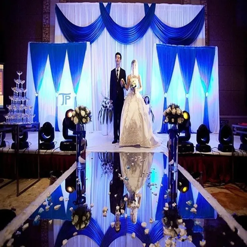 Wedding Ceremony Centerpieces, Mirror Carpet, Aisle Runner, Gold and Silver, Double Side, 1.2m Wide, 30m Per Lot