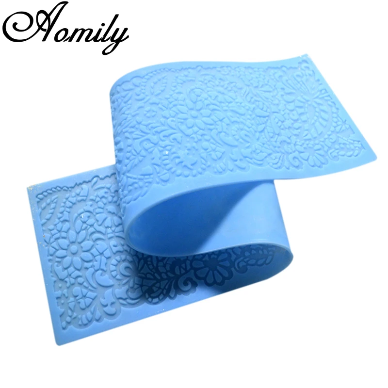 Aomily Delicate Flower leaf Lace Silicone Mold Cake Border Decoration Tool Fondant Cake 3D Mold Food Grade Mat Mould Baking Mold