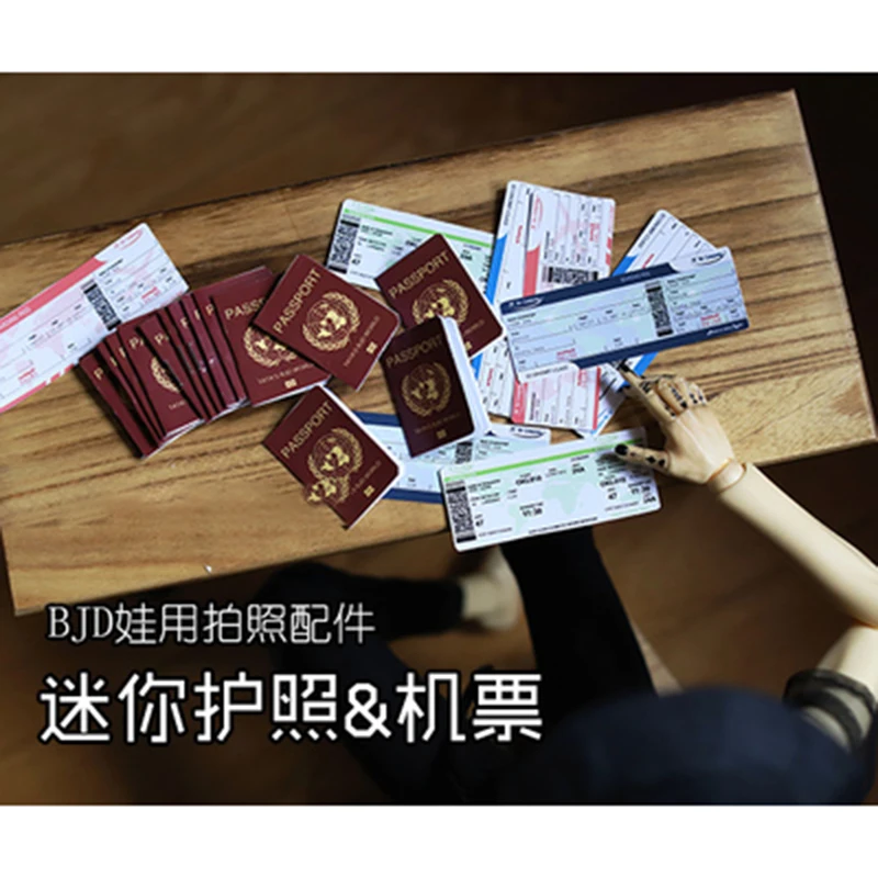 BJD doll accessories 1/3 1/4 uncle size photo accessories props mini simulation passport ticket