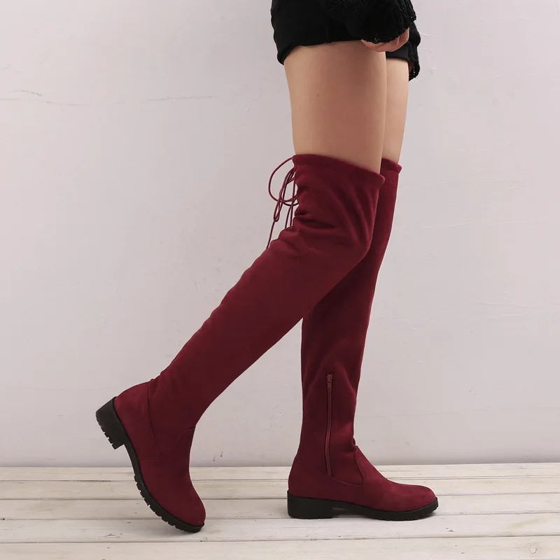 Fashion Women Boots Winter Over The Knee Heels Quality Suede Long Comfort Square Botines Mujer Thigh High Boots Women