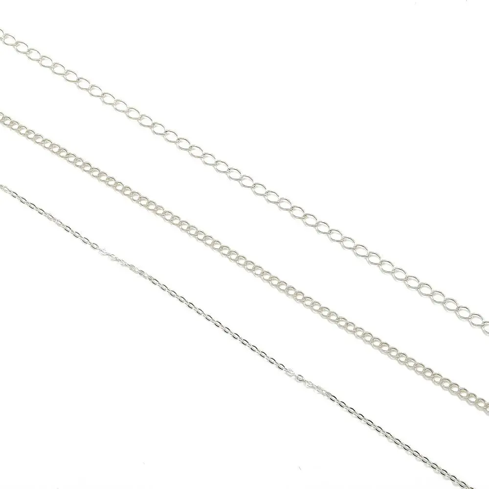 1 pc/lote 50cm 925 prata esterlina link chains maioria colar corrente para diy pulseira jóias fazendo acessórios feitos à mão descobertas