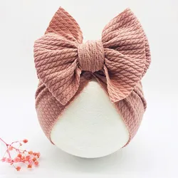 Solid Baby Knitted Beanies Cute Bear Ear Bowknot Turban Hats Sweet Soft 0-4T Elastic Caps for Newborn Baby Boy Girls Headwraps