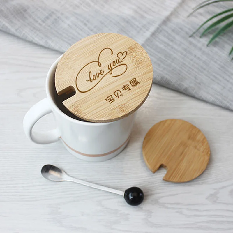 

100Pcs/Lot 8 Sizes 2 Styles DIY Bamboo Cup Lid Coffee Mug Jar Glass Cans Lid Bottle Bamboo Cover Free Engrave Logo Wholesale