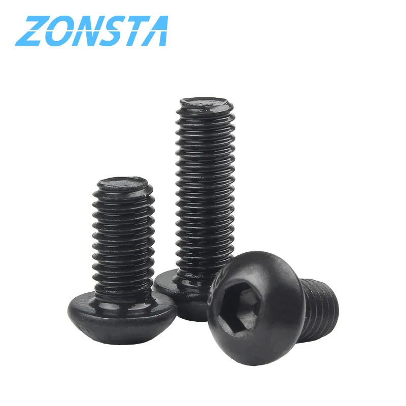 ISO7380 M2 M2.5 M3 M4 M5 M6 Round Black 10.9 Grade Hex Screws Hexagon Screw Cap Socket Button Head  Allen Furniture Bolt