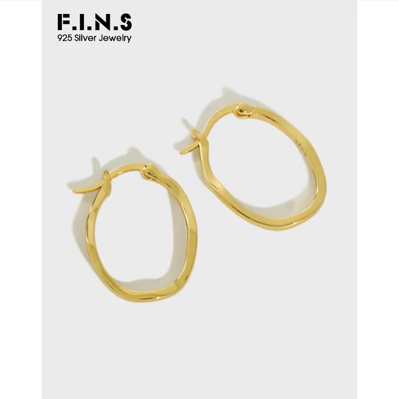 

F.I.N.S S925 Sterling Silver Earrings Simple Geometric Hollow Irregular Concave and Convex Female Earrings Fashion Jewelry