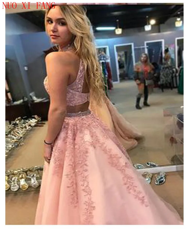 2022 rosa quinceanera vestidos de renda 2 peças apliques para quinceaneras uma linha sem costas tule vestidos 15 años