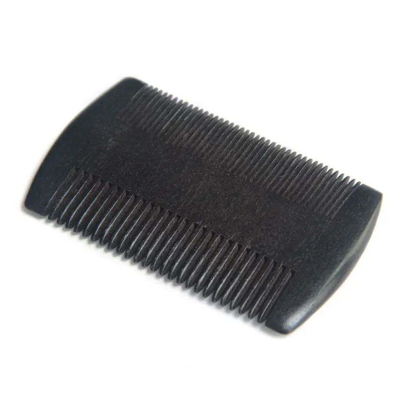 Kit de Peigne à Barbe en Bois avec Étui en Cuir pour Homme et Femme Brosse de Poche pour Soins des Cheveux