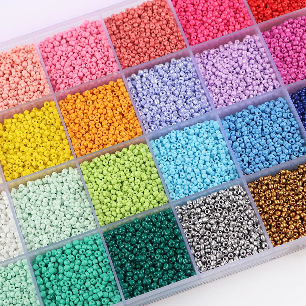 7500PCS 2mm Glass Seed Beads Started Kit Small Craft Beads With Tool Kit for DIY Craft Bracelet Earrings Jewelry Making Supplies