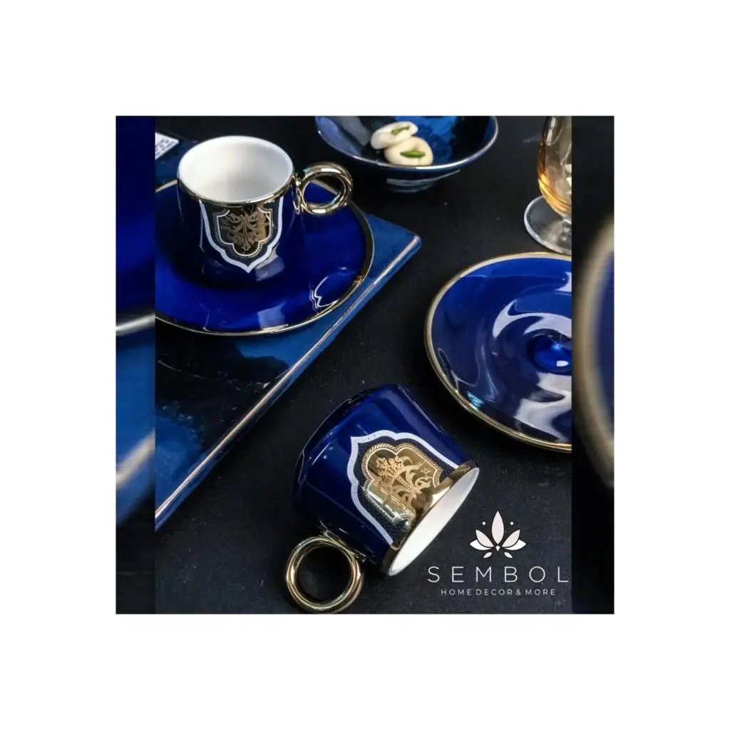 DOLBOVI Symbol Rumi Pattern coffee cup Pad ENJOY-20 Navy Blue Gold mug кружка coffee cup cup