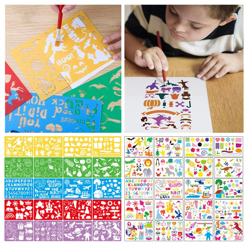 5/10/20 Pcs Drawing Stencils Set for Kids Art Tool Drawing Color Board Children Painting Stencil Rulers Template Education Aids