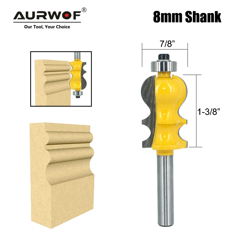 1pc 8MM Shank Special Architectural Moulding Line Router Bit Woodworking Cutter Milling for Wood Bit Face Mill MC02074