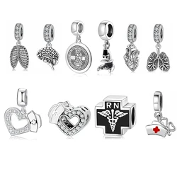 100% 925 Sterling Silver Brain Modeling Heart Hat Charm Pendant Fits Original Designer Charm Bracelets Jewelry Making