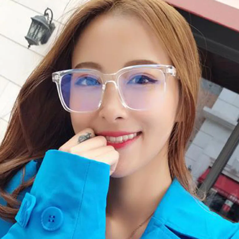 Anti-blue Light Plain Transparent Glasses Frame 2021 New Female Retro Harajuku Blocking Glasses Spectacle Computer Eyeglass