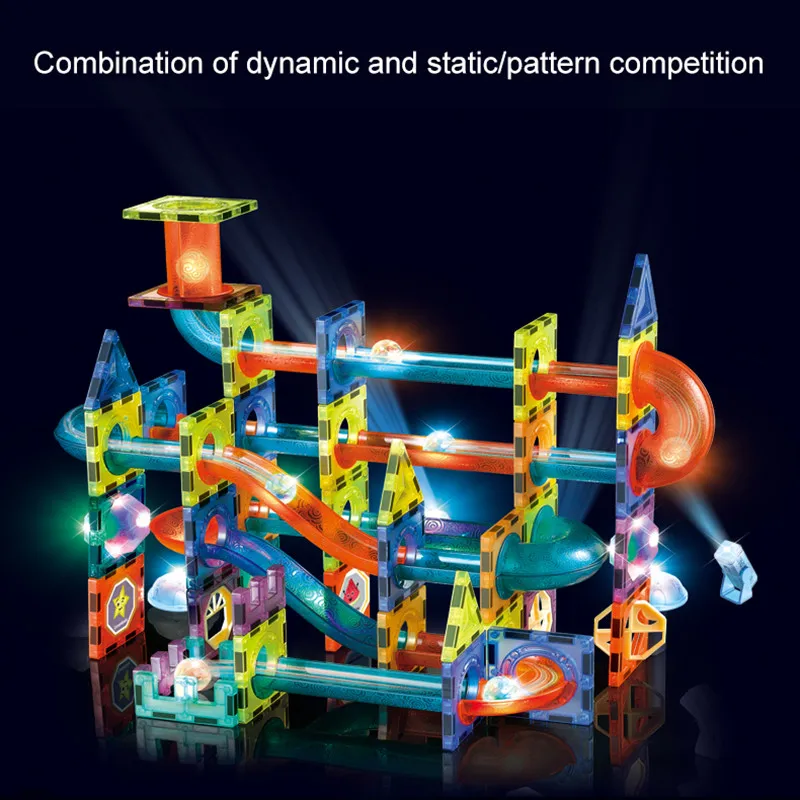 Blocos de construção magnético folha modelo brinquedos para crianças iluminação slide bola ímã tubo blocos pista montagem brinquedos meninos meninas presente