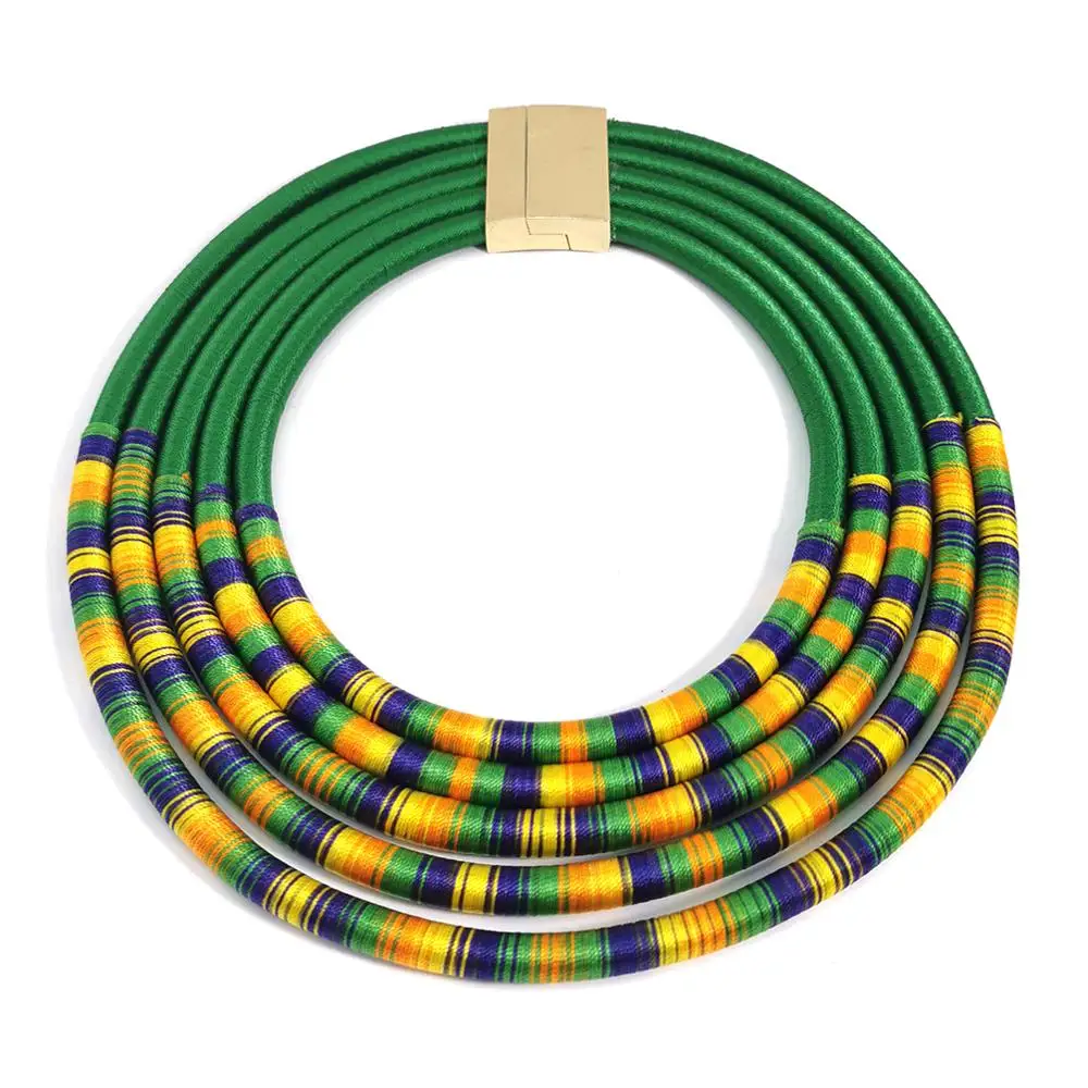 Colorful Multilayers Rope Chains Necklaces For Women Indian Jewelry Chunky Collar Statement Chokers Necklace African MANILAI