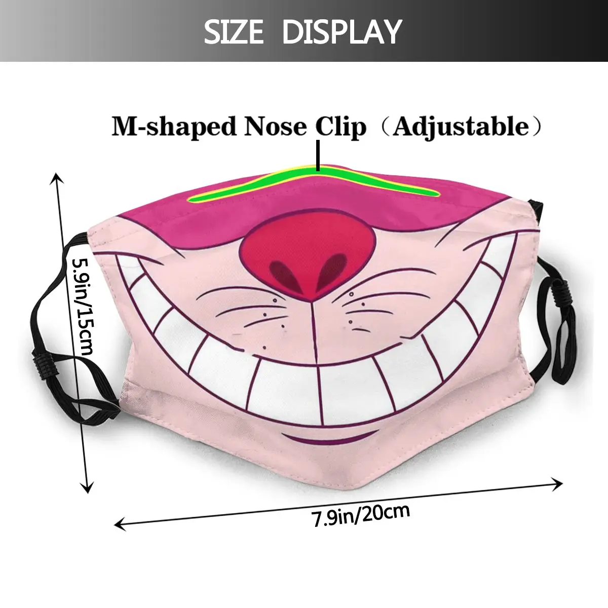 Cheshire Cat Cool Mouth Face Mask Cheshire Cat Alice's Adventure in Wonderland Protection Reusable Washable Masks With Filters