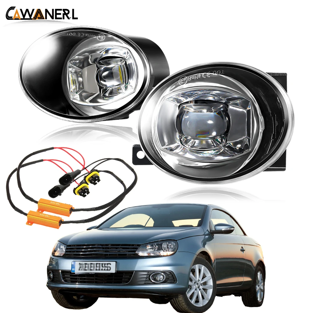 2 Pieces LED Lens Fog Light Assembly Car Error Free Fog Daytime Running Lamp 30W 6000LM For Volkswagen EOS (1F7, 1F8) 2011-2018