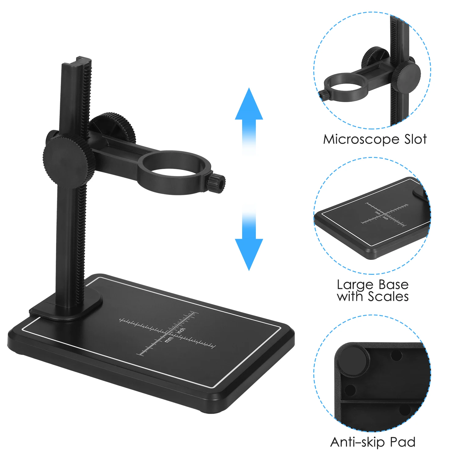 Mini Digital Microscope Stand Magnifier Camera Up and Down Adjustable Stand Holder Universal Support Bracket Large Base