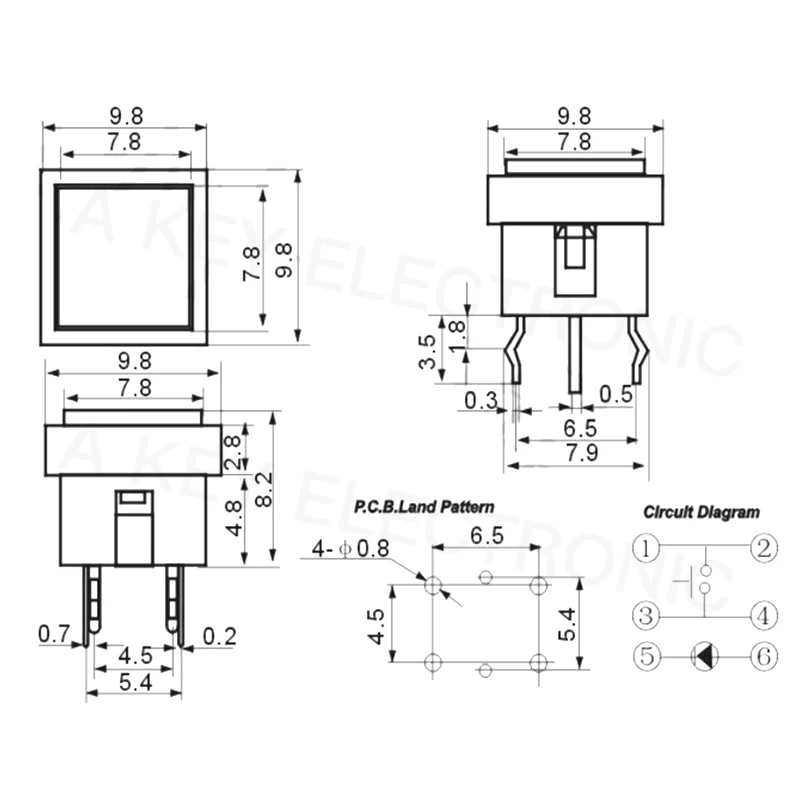 15Pcs TS-H008 8*8 Licht Touch Schakelaar Rood Licht Vier Pin In-Line Cap Reset Knop TS-LS-002