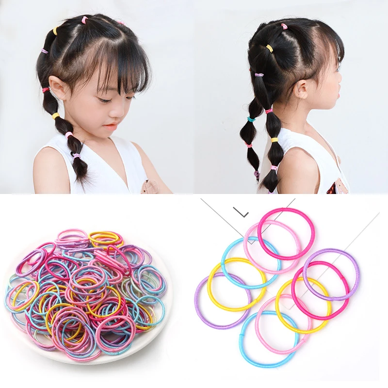 Lote de 100 unidades de accesorios para el cabello de 3CM para niña, bandas de goma elásticas para el cabello, cintas para el pelo para niña,