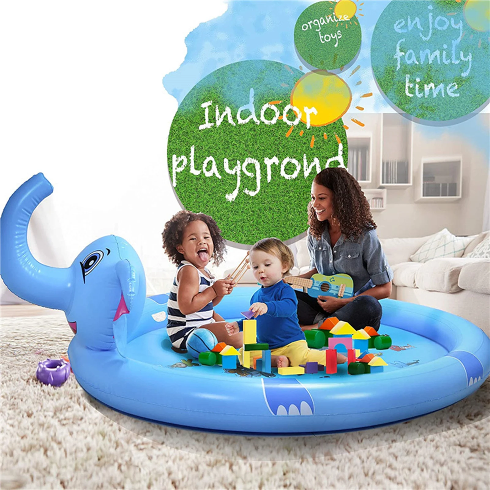 Elephant shaped high quality Iatable Pool blue colors Children's ball pit summer water play pool good kids birthday gift