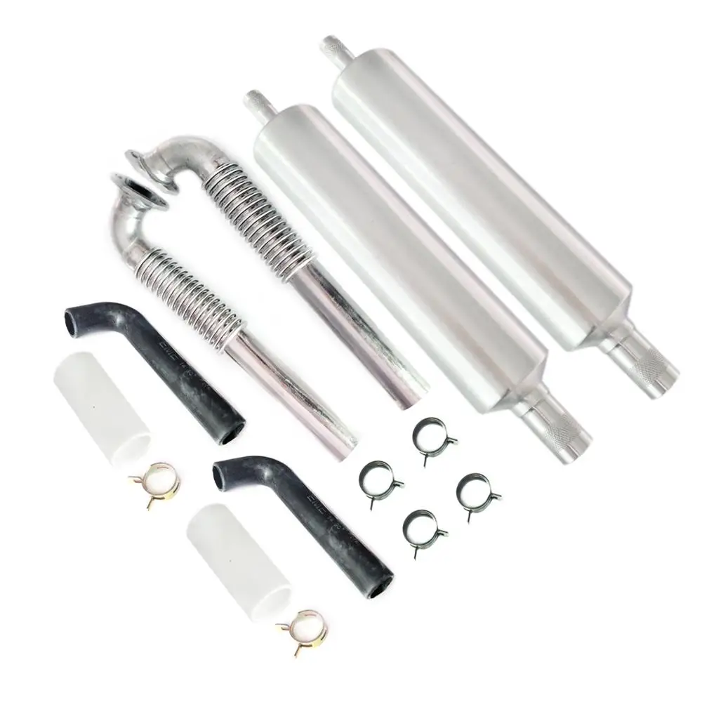 1Set Twin-cylinder Rear Muffler Exhaust Canister w/ Flexible Header Teflon for EME70 DLE60CC Engine