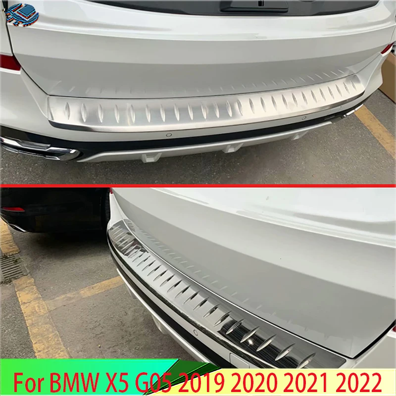 

Для BMW X5 G05 2019 2020 2021 2022 автомобильные аксессуары из нержавеющей стали задняя фотопластина Накладка на порог молдинг украшение