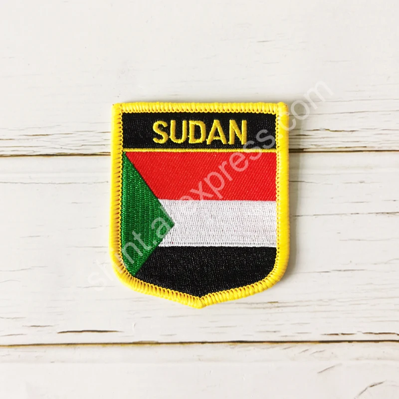 Sudan National Flag Embroidery Patches Badge Shield And Square Shape Pin One Set On The Cloth Armband Backpack Decoration Gifts