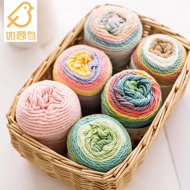 

500g/5 Balls Of Rainbow Cotton Handmade DIY Knitting Wool Milk Cotton Scarf Pillow Blanket Material Cake Yarn