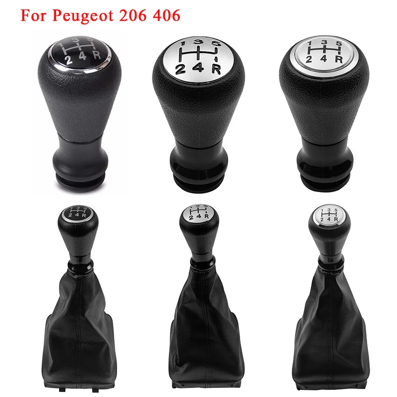 5 Speed Car Gear Shift Knob Handle Head PU Leather Manual Lever Stick Gaiter Boot Cover Collar For Peugeot 206 406 Car Styling