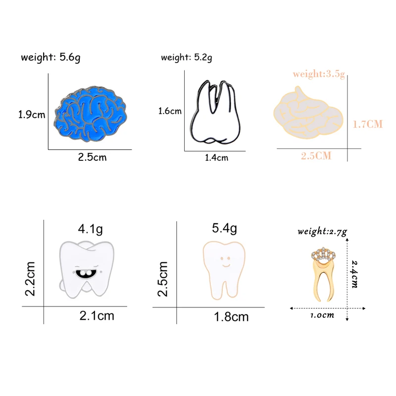 Medical  Badge Brooch Tooth Stethoscope Pill Brain Cartoon Metal Accessory Doctor Lapel Bag Button Pin kids Friends Jewelry Gift