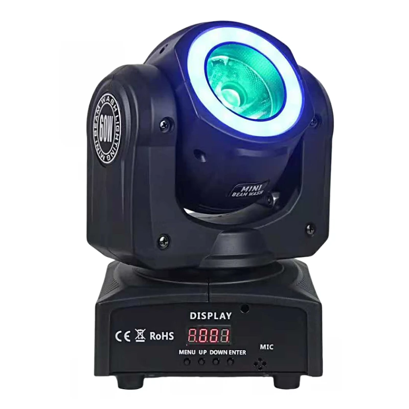 

Professional 60w RGBW LED beam moving head light with RGB 5050 SMD ring DMX control Wash strobe effects stage lighting DJ lights