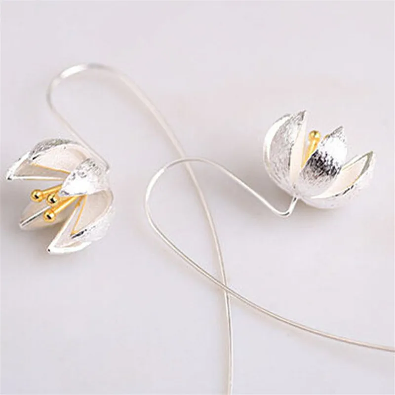 New Arrivals Korean Style Lotus Earrings For Women Lady Bridal Earrings Girls Gifts Pendientes Brincos